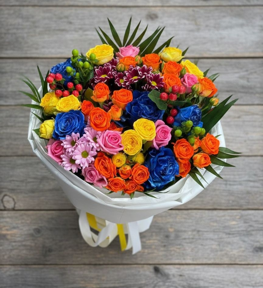 Букет цветов из: Розы и Хризантемы в Учкекен