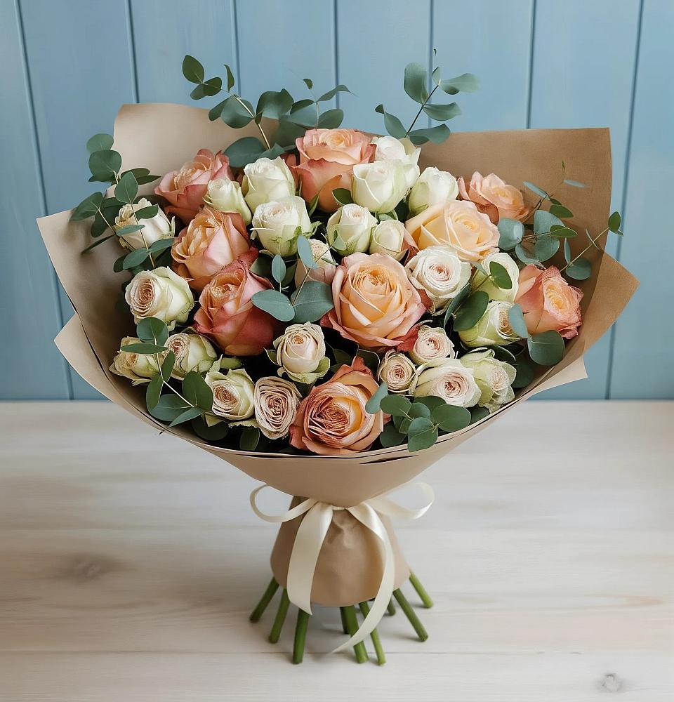 Букет цветов из: Альстромерии и Розы в Учкекен