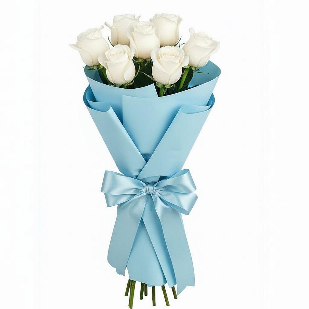 Букет 7 белых роз Проуд в Учкекен