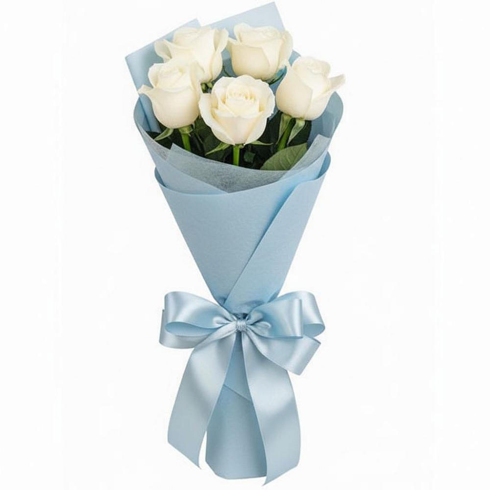 Букет 5 Белых роз Проуд в Учкекен