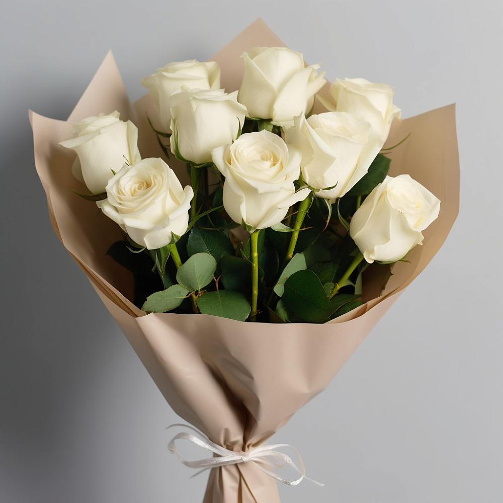 Букет 9 Белых роз Эдлесс Лав в Учкекен