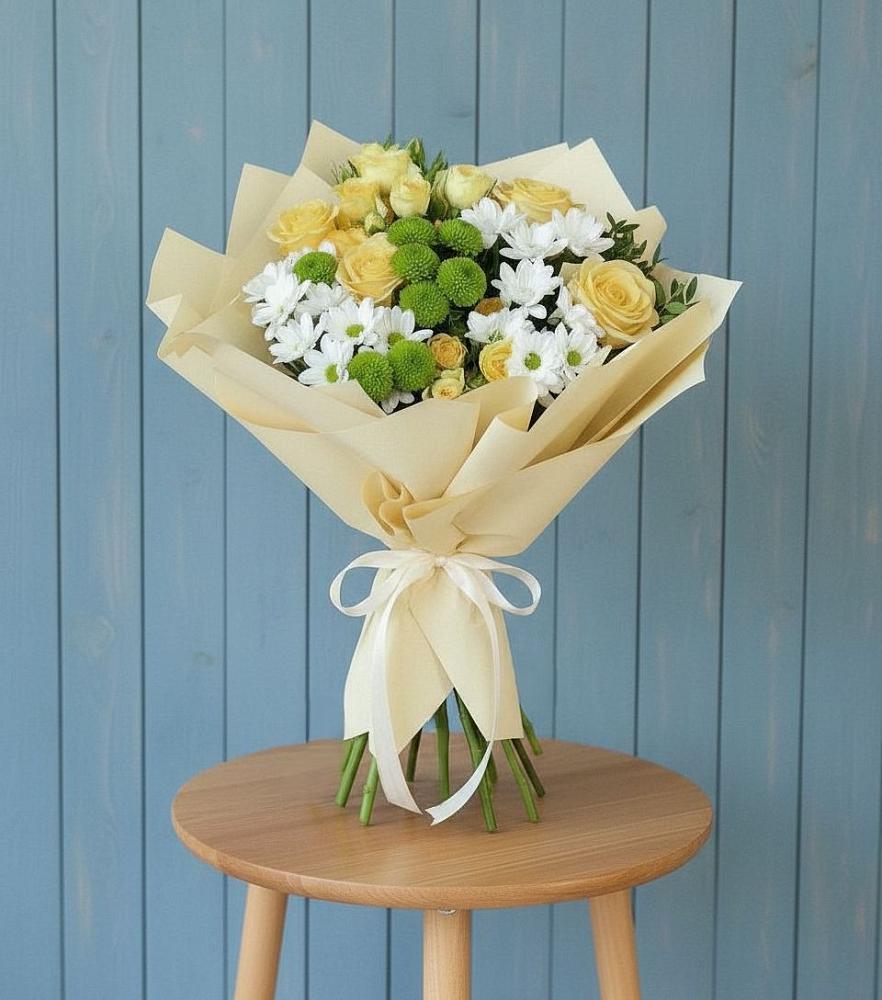 Букет цветов из: Хризантемы и Розы в Учкекен