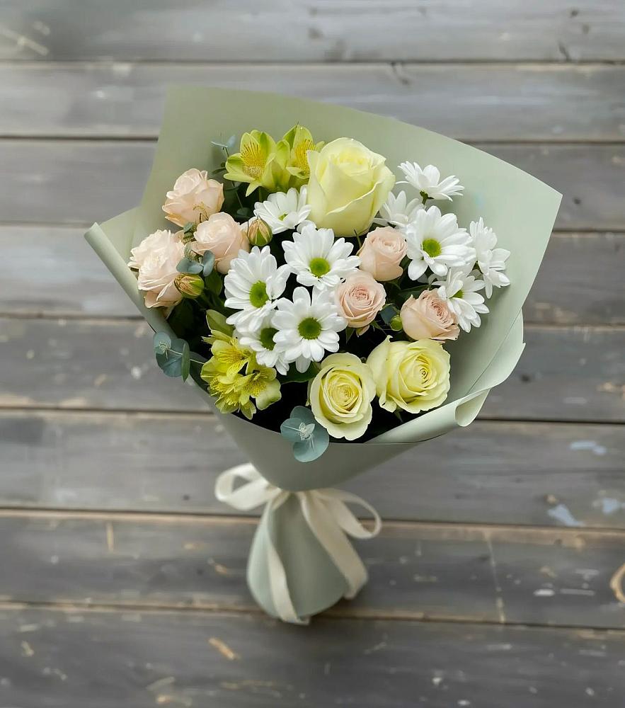 Букет цветов из: Альстромерии, Розы и Хризантемы в Учкекен