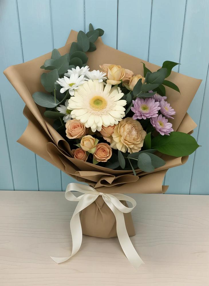 Букет цветов из: Герберы и Хризантемы в Учкекен