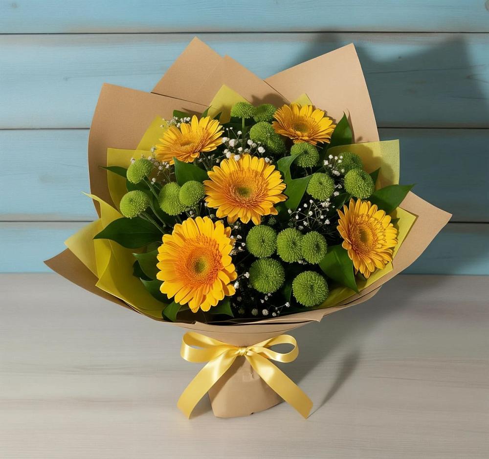 Букет цветов из: Герберы и Хризантемы в Учкекен