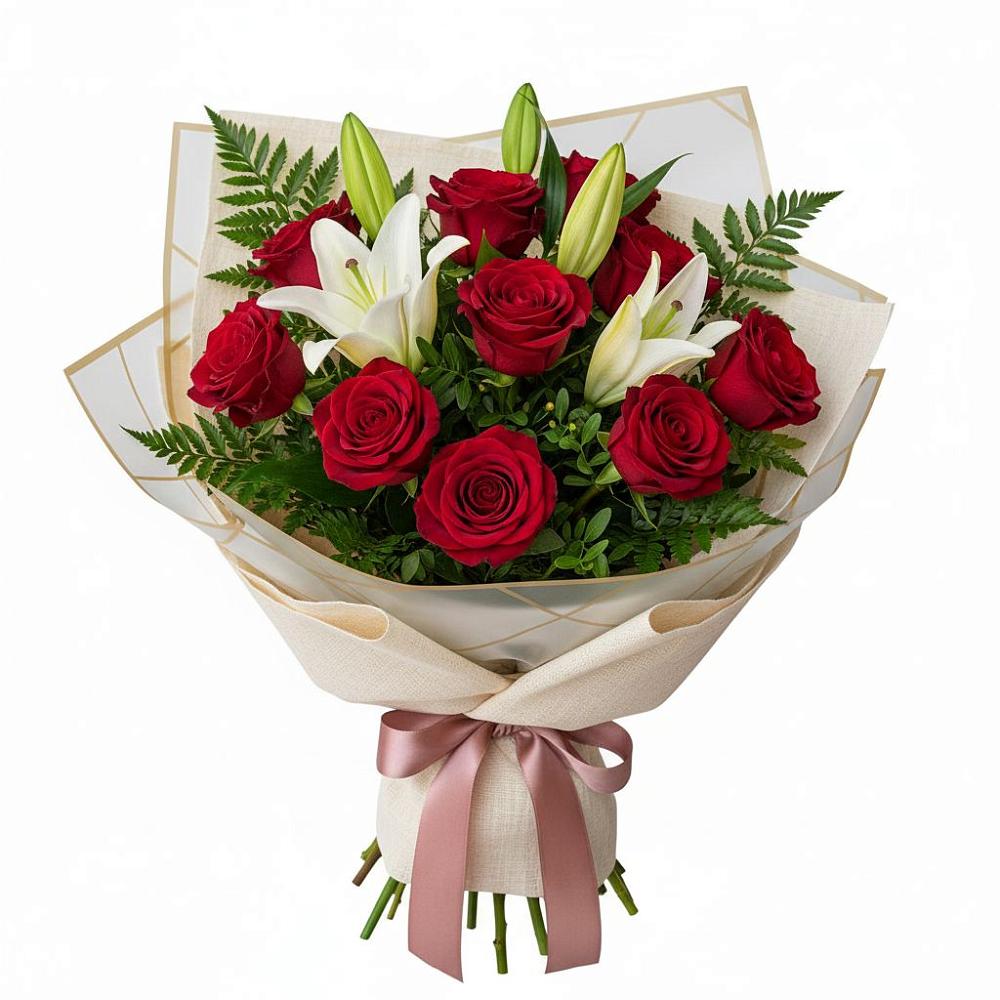 Букет цветов из: Лилии и Розы в Учкекен