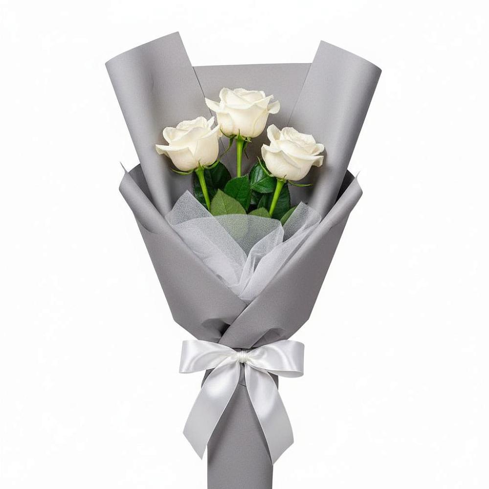 Букет 3 белые розы в Учкекен