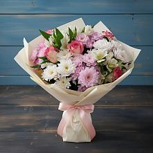 Букет цветов из:  Хризантемы, Альстромерии и Розы в Учкекен
