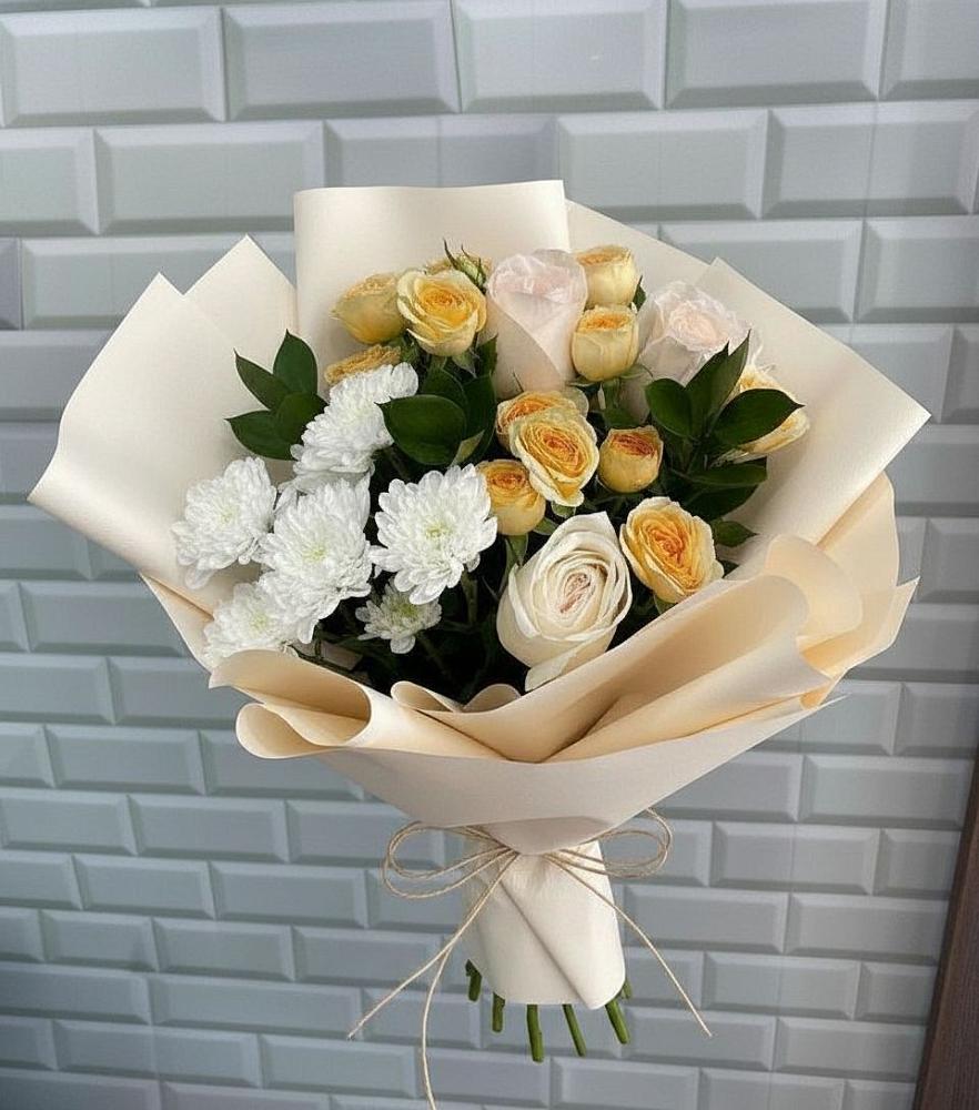Букет цветов из: Розы и Хризантемы в Учкекен