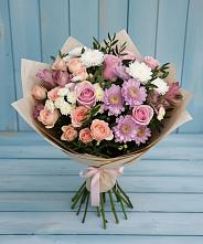 Букет цветов из:  Хризантемы, Розы и Альстромерии в Учкекен