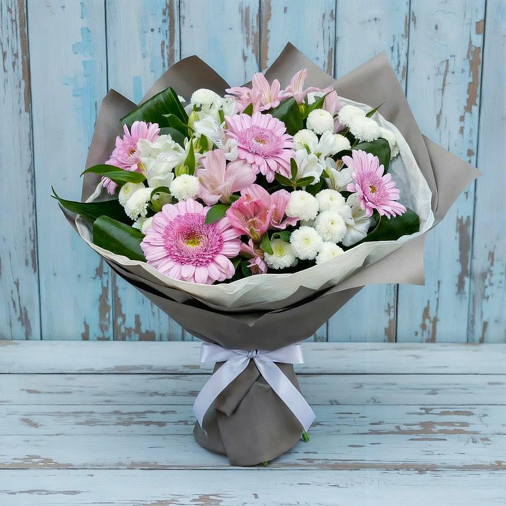 Букет цветов из: Герберы, Альстромерии и Хризантемы в Учкекен