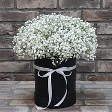 Цветочная композиция из Гипсофила в шляпной коробке в Учкекен