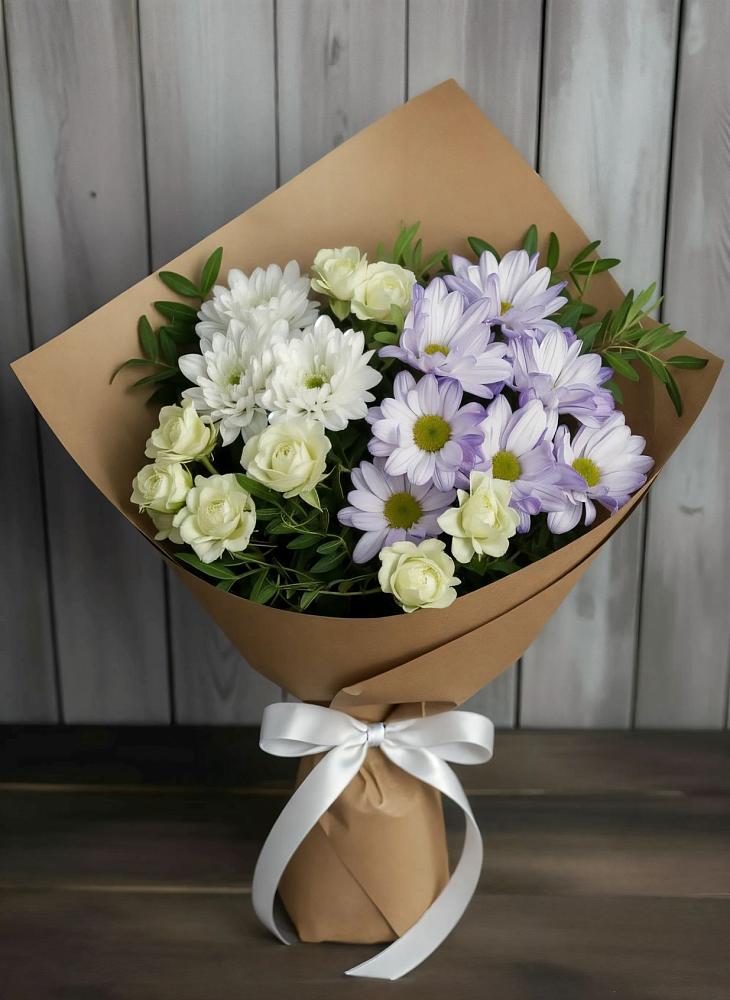 Букет цветов из: Хризантемы и Розы в Учкекен
